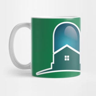 Light bulb and houses sticker logo icon. Energy power in the house idea concept. Real Estate logo design icon. Mug